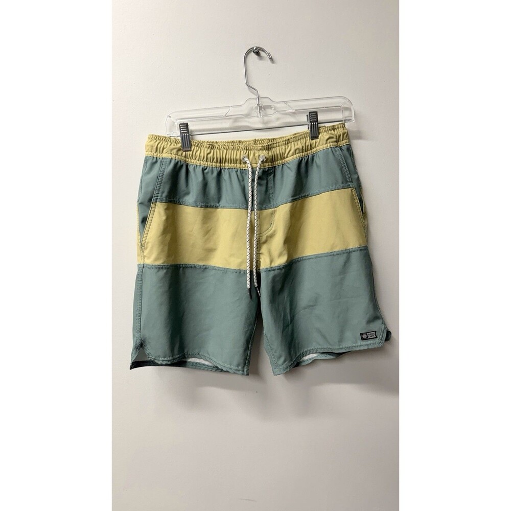 Salty Crew Men’s Board Shorts Swim Trunks Size Small Blue Yellow Striped Drawstr